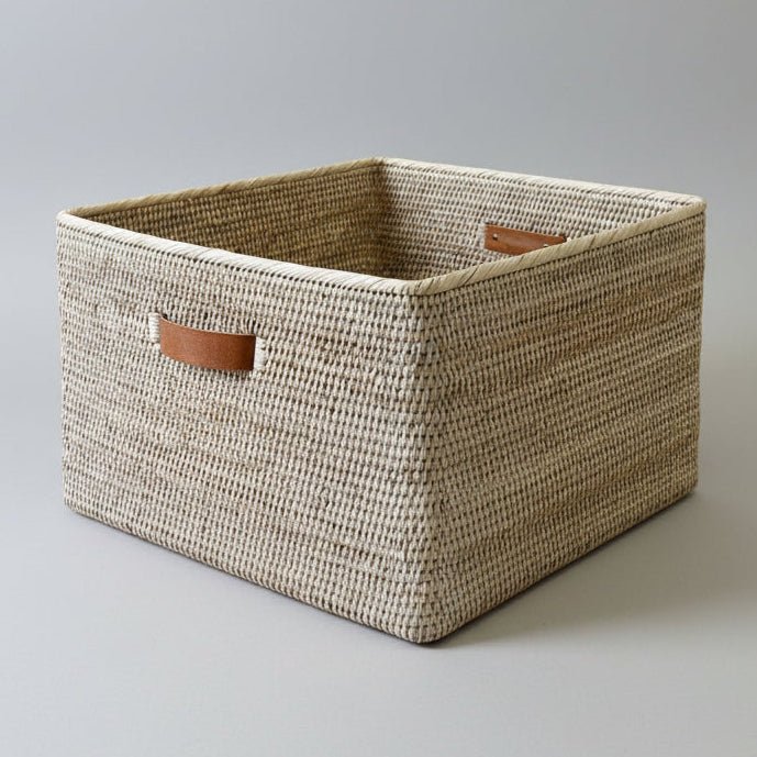 16_b64c002e-3ea4-430f-8b53-bba8cfca63b7.jpg Large Weave Basket with Leather Handles - Image 2