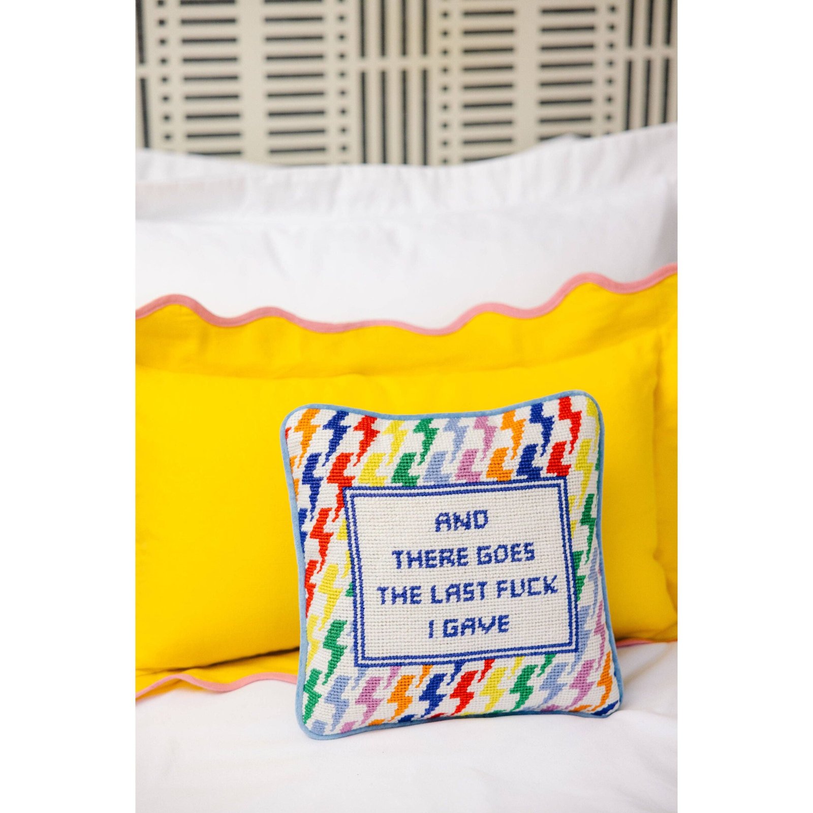1855dc5d4ebd76b77fe55d5b2a52b1f89fa27ce8a736baa91348bfb935d19c82.jpg There Goes The Last F*ck Needlepoint Pillow - Image 2