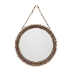 Large Wooden Beaded Hanging Mirror
