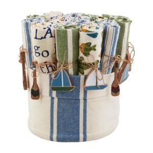 Lake Print Towels w/ Wooden Charms