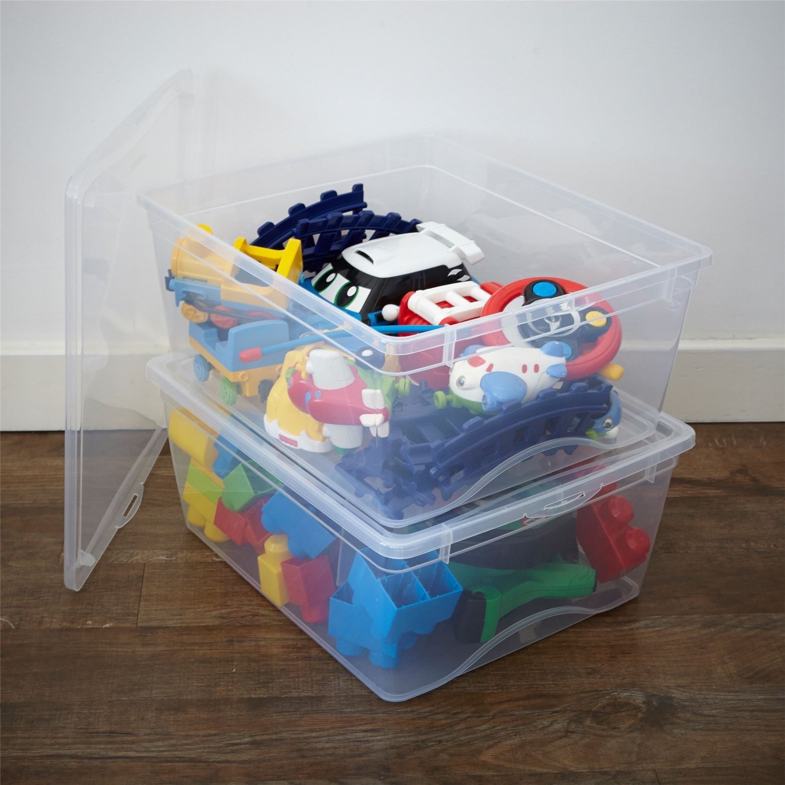 680f747f-797e-4853-beaa-9e2e318bb592.jpg 2 X Plastic Toy Storage Boxes