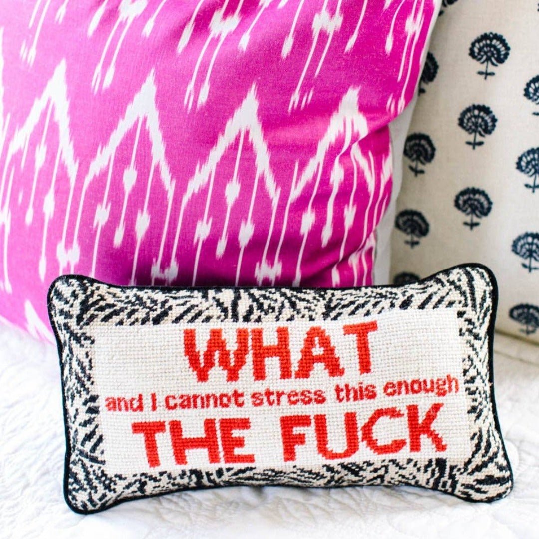 7ccdd0d710881d7688f66443825d6acaad8c36aa5d43c612a29b4a6fd29ec83e.jpg WTF Needlepoint Throw Pillow - Image 3