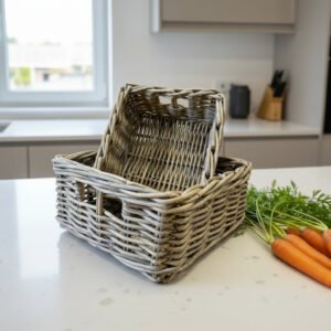 Set of Two Rattan Baskets