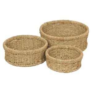 Storage & Organization Round Seagrass Baskets - Set Of 3