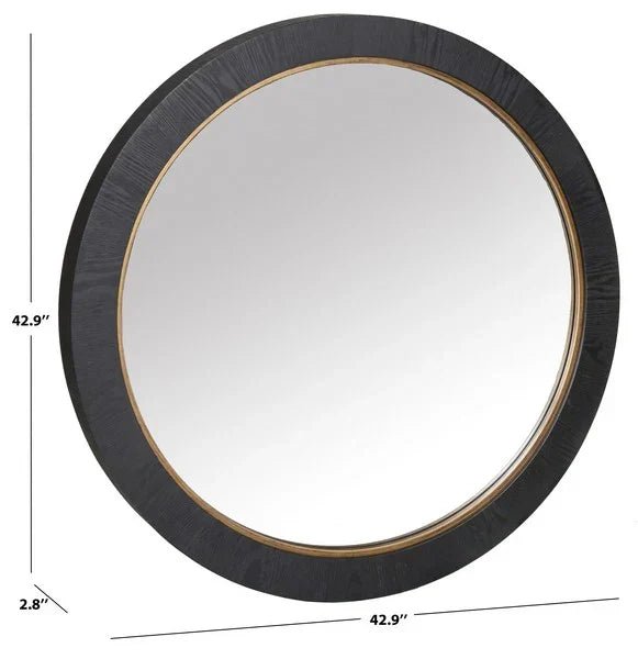 CMI4001C-DIM.jpg Paulson Black Round Wood Mirror - Image 2