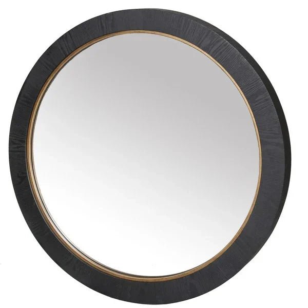 CMI4001C-SIDE.jpg Paulson Black Round Wood Mirror - Image 3