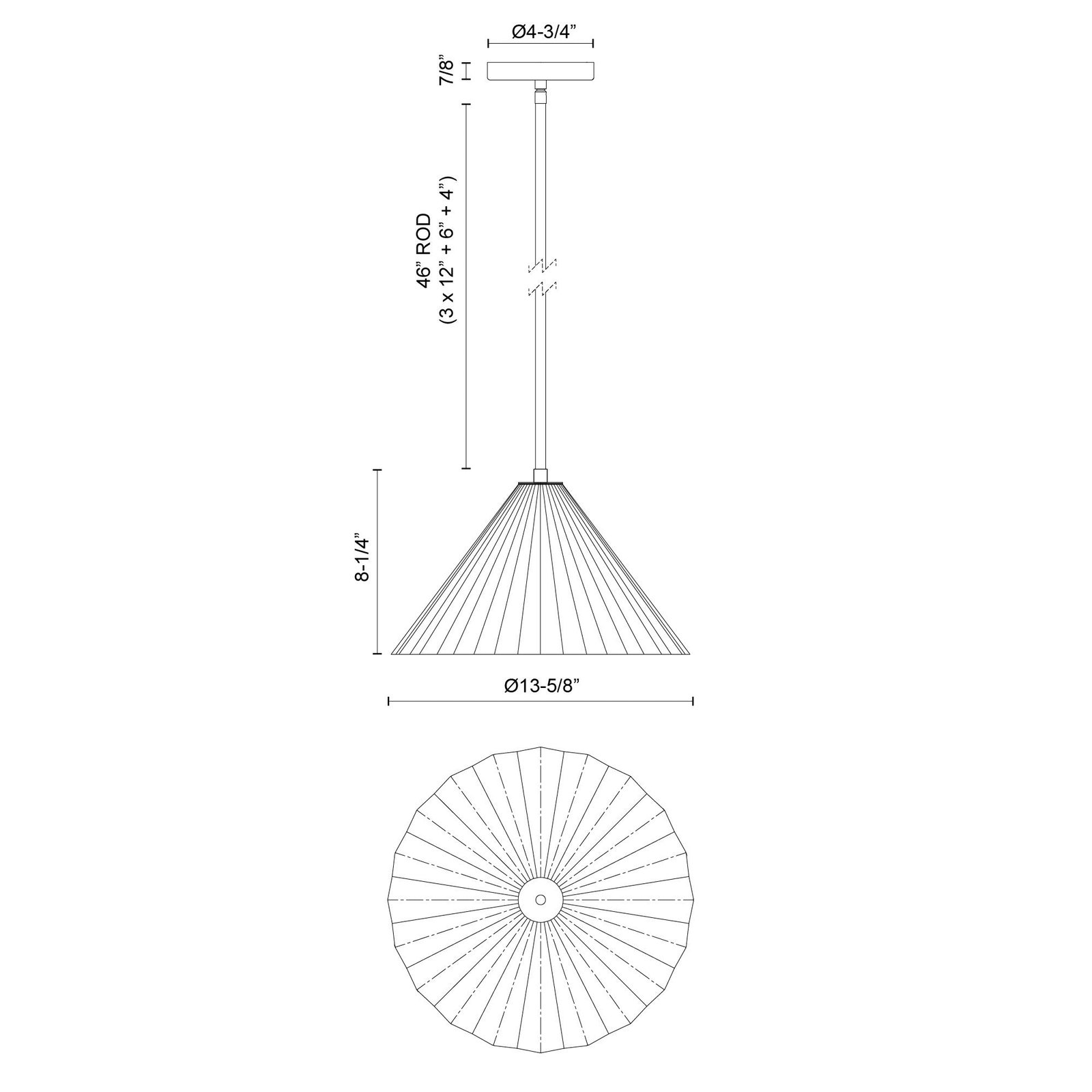 PD451814-DRAWING.jpg Serena 13" Pendant - Image 7