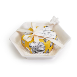 Two's Company Bee Clean Honey Soap with Honeycomb Dish