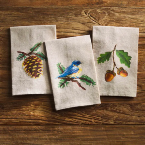Hand Painted Faux Linen Hand Towel