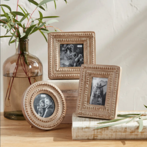 White Washed Beaded Wood Frame