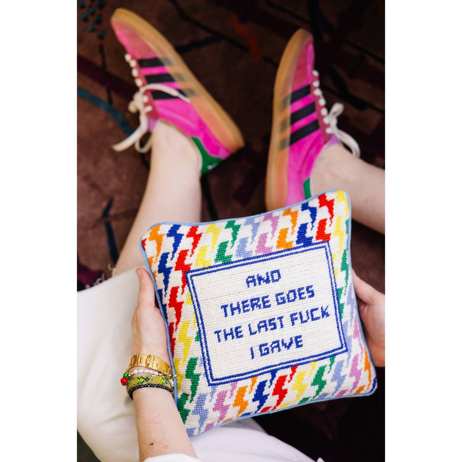 a41ba9434001f1dbe819dfe1f9b27874dd4e570b447735f79cbf296dbf5684d8.jpg There Goes The Last F*ck Needlepoint Pillow - Image 3