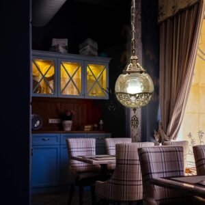 Lighting Avenila Vintage Turkey Medieval Romantic Olive Glass Stone Pendant Light