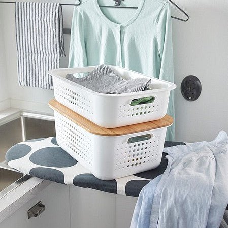 basket_20_and_10_white_w_bamboo_lid_laundry_on_ironing_board_600.jpg White Smartstore Baskets - Image 5