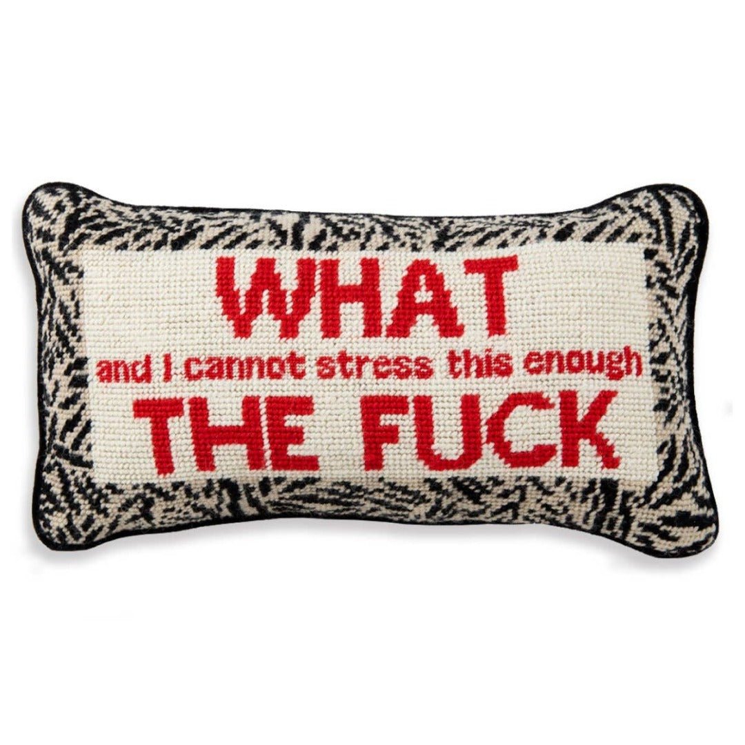 e8f731df39c52e5c7dac6d114d8e9368238bd40e6fa0b75d23d9b9f9b72c2208.jpg WTF Needlepoint Throw Pillow