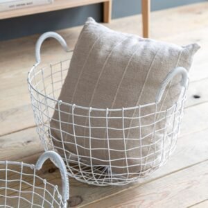 Large Wirework Storage Basket Lily White