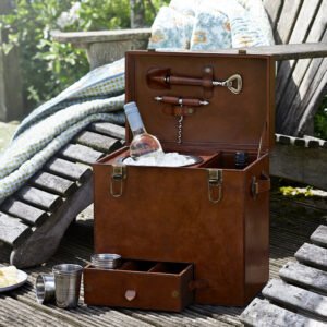 Leather Drinks Box With Cups