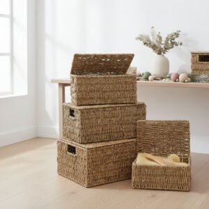 Lidded Seagrass Hamper Set Of 4