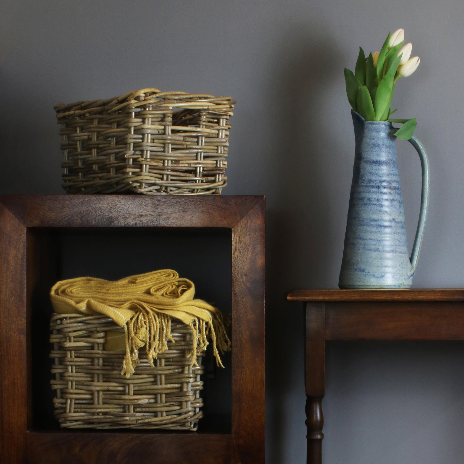 pic_9796_2_618004d90807f.jpg Rectangular Grey Rattan Pantry Basket Small - Image 2