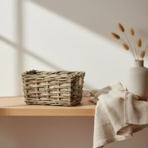 Storage & Organization Rectangular Grey Rattan Pantry Basket Small