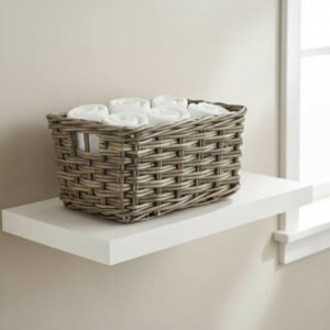 Storage & Organization Rectangular Grey Rattan Pantry Basket Medium