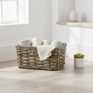 Storage & Organization Rectangular Grey Rattan Pantry Basket Large