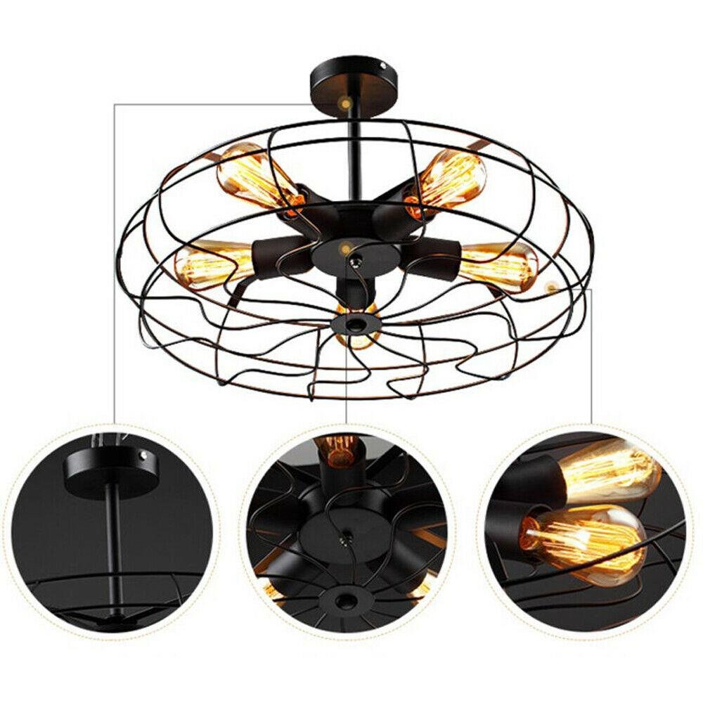 vintage-industrial-ceiling-light-pendant-lamp-metal-fan-cage-fixture-525053.jpg Vintage Industrial Ceiling Light Pendant Lamp Metal Fan Cage Fixture - Image 2