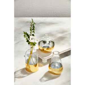 Glass & Hammered Texture Gold Vase